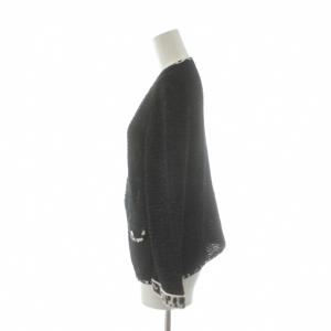 LEONARD FASHION カーディガン 絹 シルク混 麻 リネン混 L 黒 ブラック 0377258 /AN70
