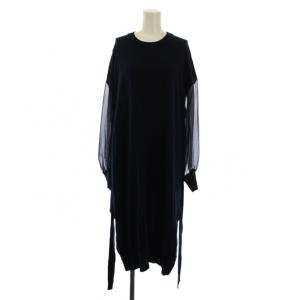 CREW NECK SWEATER DRESS WITH SHEER SLEEVES ワンピース ロング