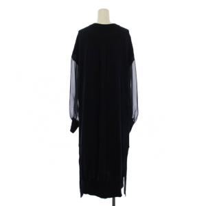 HYKE CREW NECK SWEATER DRESS WITH SHEER SLEEVES ワンピース ロング