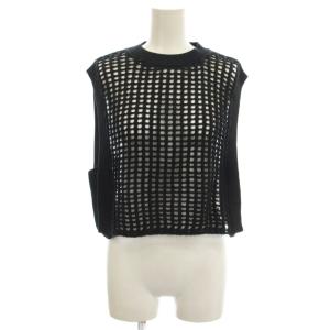 CROCHETED CROPPED VEST メッシュ ベスト ノースリーブ F 黒 ブラック 241-11362