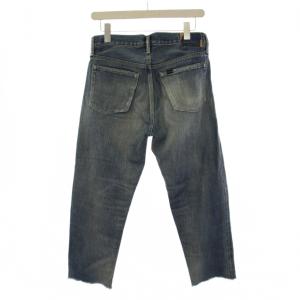 chimala デニムパンツ ジーンズ ボタンフライ USED加工 裾カットオフ 26 インディゴ 17-030-450-0046-3-0