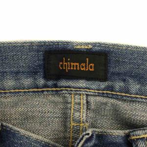 chimala デニムパンツ ジーンズ ボタンフライ USED加工 裾カットオフ 26 インディゴ 17-030-450-0046-3-0