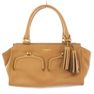 ハンドバッグ レザー タッセルチャーム ロゴチャーム ワンカラー 茶 ブラウン 21197 /BB