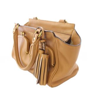 COACH ハンドバッグ レザー タッセルチャーム ロゴチャーム ワンカラー 茶 ブラウン 21197 /BB