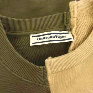 Onitsuka Tiger トレーナー スウェット L カーキ ベージュ 長袖 グラフィックプリント バイカラー 2183B178