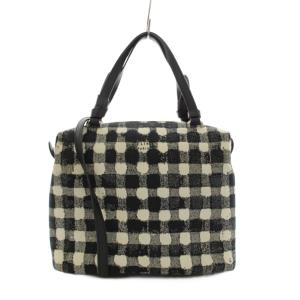 ソフトキューブ ショルダーバッグ 2WAY チェック柄 ブラック ホワイト