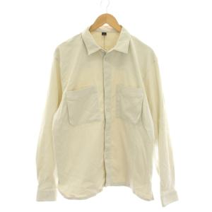シャツ 長袖 L/G オフホワイト 白 無地 胸ポケット付き /YM
