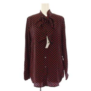 ケイトモス Kate Moss シルクボウタイブラウス 長袖 ハート柄 XS 赤 黒 /KH