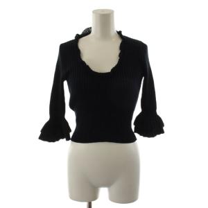 ニット カットソー 7分袖 38 紺 ネイビー /AN31