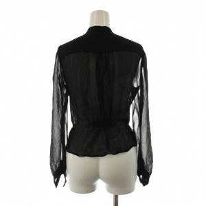 miumiu シャツ ブラウス 長袖 シアー シースルー シルク 絹 40 黒 ブラック /AN27