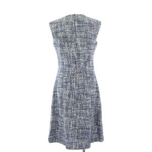 Brooks Brothers Lanificio Campore フレアワンピース ひざ丈 ノースリーブ ツイード 0 紺 ネイビー
