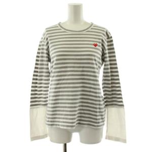 AD2021/8 Tシャツ カットソー 長袖 ボーダー柄 L グレー 白 ホワイト AZ-T319 /KU