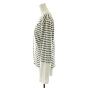 PLAY Comme des Garçons AD2021/8 Tシャツ カットソー 長袖 ボーダー柄 L グレー 白 ホワイト AZ-T319 /KU