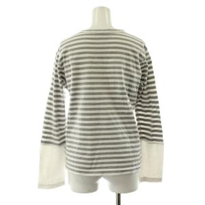 PLAY Comme des Garçons AD2021/8 Tシャツ カットソー 長袖 ボーダー柄 L グレー 白 ホワイト AZ-T319 /KU