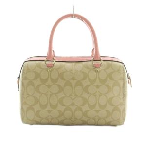 COACH ボストンバッグ シグネチャー柄 ベージュ ピンク 83607 /MI