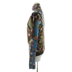 ETRO ニット カットソー 長袖 花柄 タートルネック シルク カシミヤ混 44 マルチカラー ピンク 青 ブルー