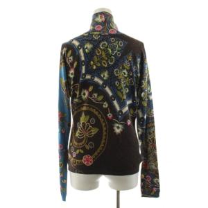ETRO ニット カットソー 長袖 花柄 タートルネック シルク カシミヤ混 44 マルチカラー ピンク 青 ブルー