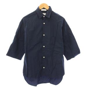 J.BRADLEY SHIRT シャツ ブラウス 七分袖 レギュラーカラー 無地 ワンカラー 1 紺 ネイビー