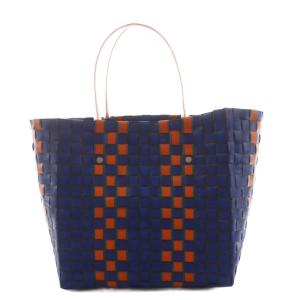 MARNI フラワーカフェトート ハンドバッグ ロゴ オレンジ 紺 ネイビー /AN28