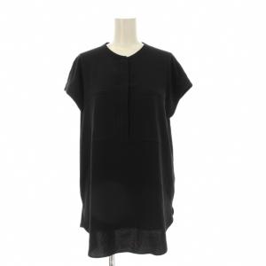 POWDER CREPE UTL SHIRT F ブラウス シャツ ノーカラー ノースリーブ S 黒 01-1108228