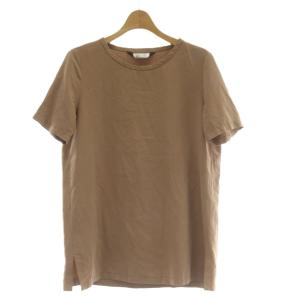 Tシャツ カットソー 茶 ブラウン 無地 ラウンドネック 半袖 /AU