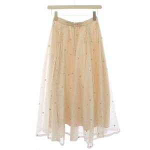 JUSGLITTY 24SS シャイニードットマチフレアスカート ロング 0 ベージュ 44130350 /BM