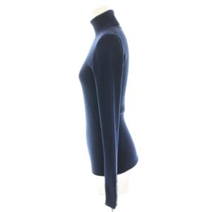 BLUE LABEL CRESTBRIDGE タグ付き リブニット カットソー 長袖 タートルネック ウール 袖ボタン 38 紺 ネイビー 55N06-465-29