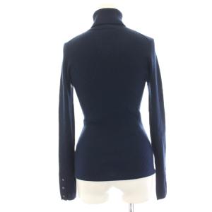 BLUE LABEL CRESTBRIDGE タグ付き リブニット カットソー 長袖 タートルネック ウール 袖ボタン 38 紺 ネイビー 55N06-465-29