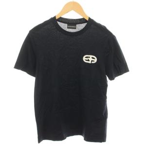 Tシャツ カットソー クルーネック 半袖 ロゴ刺繍 S 紺 ネイビー 白 ホワイト 8N1TF5 1JUVZ