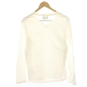 EMPORIO ARMANI Tシャツ カットソー M 白 ホワイト Vネック ロゴストーン 長袖 /HN