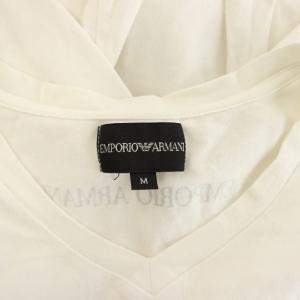 EMPORIO ARMANI Tシャツ カットソー M 白 ホワイト Vネック ロゴストーン 長袖 /HN