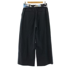 BLUE LABEL CRESTBRIDGE ドライオックスワイドパンツ ジップフライ 麻 リネン混 ベルト付き 40 紺 ネイビー 55R06546
