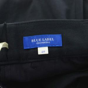 BLUE LABEL CRESTBRIDGE ドライオックスワイドパンツ ジップフライ 麻 リネン混 ベルト付き 40 紺 ネイビー 55R06546