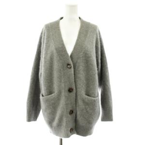 ニットカーディガン 長袖 Vネック フォックス カシミヤ混 グレー A0333KCD412 /KU