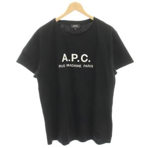 Tシャツ カットソー L 黒 ブラック 半袖 ロゴ刺繍 ラウンドネック /HN
