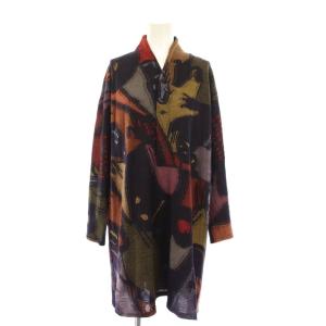 チュニック ニット 長袖 ハーフボタン 総柄 ウール アルパカ混 M マルチカラー /BB