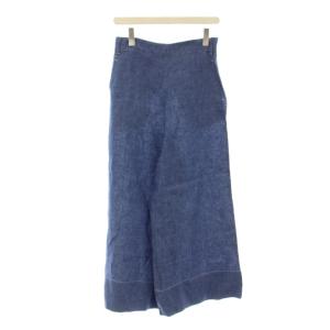 パンツ 麻 リネン 42 インディゴ 無地 ワイド クロップド丈 /JP