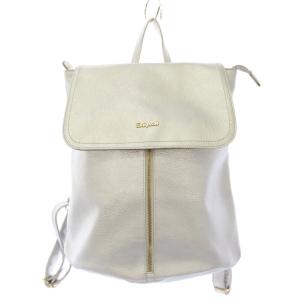 Daily リュックサック デイパック レザー ワンカラー ロゴ タグ付き シルバーカラー /BB