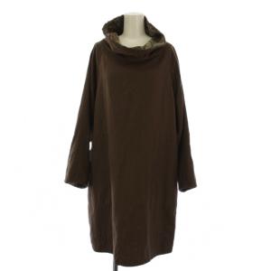 ワンピース 長袖 ひざ丈 タートルネック ウール M ブラウン /BM