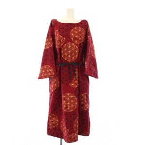 KANTOUI ロングワンピース 長袖 和柄 M 赤 /KH