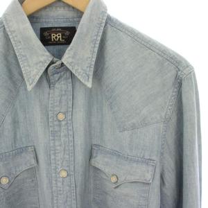 RRL ウエスタンシャツ USED加工 M ライトブルー 782796403001