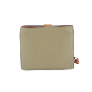 LOEWE 財布 二つ折り 小銭入れ バイカラー レザー ベージュ オレンジ /MI OH