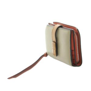 LOEWE 財布 二つ折り 小銭入れ バイカラー レザー ベージュ オレンジ /MI OH