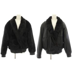 銀サガ リバーシブルジャケット アウター ダブル レザー ミンク 黒 ブラック /YT