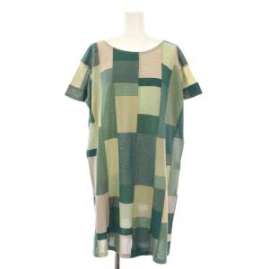 チュニック 半袖 パッチワーク M 緑 /KH