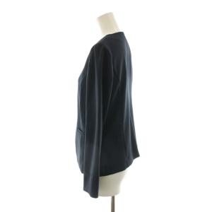 NATURAL BEAUTY BASIC スーツ セットアップ ノーカラージャケット パンツ スラックス S XXS 紺 ネイビー 017-3150300