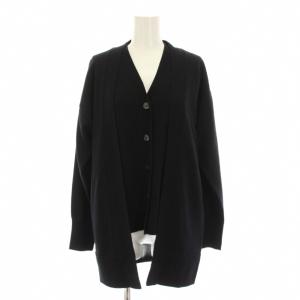 カーディガン ニット ウール 長袖 9 黒 ブラック Vネック 無地 A-1960 /YM