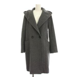 ウールコート ロング アウター 38 グレー フード付き ダブルブレスト 長袖 SCWOLW0503 /YM