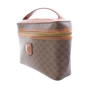 CELINE トリオンフ バニティバッグ マカダム柄 PVCキャンバス レザー ブラウン