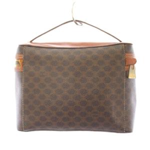 CELINE トリオンフ バニティバッグ マカダム柄 PVCキャンバス レザー ブラウン